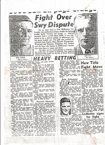 Document, Truth Newspaper, 6000 saw  Ex-Pugs Grudge Fight over Swy Dispute, 1950