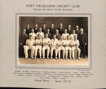 Photograph, Allan Studios Collingwood, Port Melbourne Cricket Club Second Eleven 1937.38, 1937-38