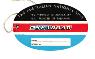 Ephemera - Australian National Line luggage label, Austrlaian National Line, c.1975