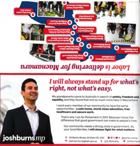 Flyer - Promotional information for Josh Burns MP, 2025