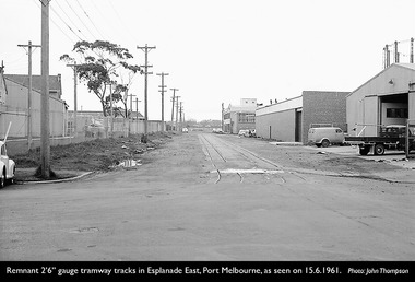 Photograph - Tramway along Esplanade East, Port Melbourne 15 Jun 1961, John Thompson, 15 Jun 1961