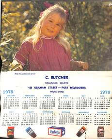 Work on paper - 1978 Calendar, C Butcher - Seaside Dairy - 426 Graham Street, Port Melbourne - 1978 Calendar, 11 Feb 2026