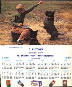Work on paper - 1977 Calendar, C Butcher - Seaside Dairy - 426 Graham Street, Port Melbourne - 1977 Calendar, 11 Feb 2026