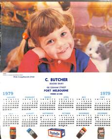 Work on paper - 1979 Calendar, C Butcher - Seaside Dairy - 426 Graham Street, Port Melbourne - 1979 Calendar, 11 Feb 2026