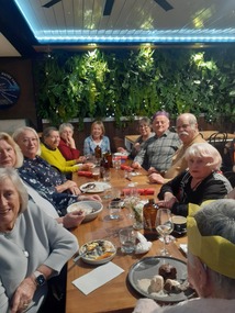 Photograph - PMHPS Christmas Party 2026, (L to R) Sheila GREGORY, Maureen McGEE, Virginia McBRIDE, Andrea ELLIS, Pam ROBERTS, Sue LEONG, Virginia SNELL, George TSINGOS, Mike GAHAN, Geraldine FISHER, 30 Nov 2025