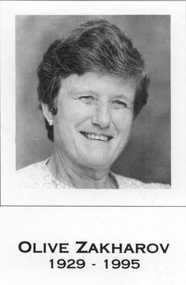 Photograph - Olive Zakharov, 1929 - 1995