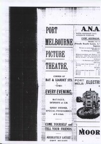 Photograph - Port Melbourne Picture Theatre - advertisement in The Standard Newspaper, 20 Sep 1913