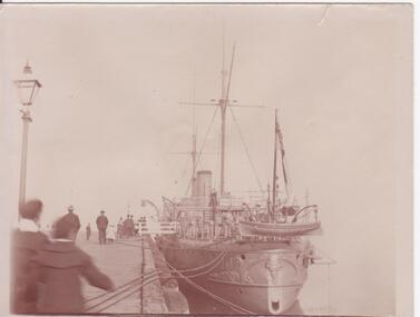 Photograph - HMS Mildura berthed, Henry Martin Whatty, late 1800s - early 1900s