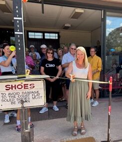 Photograph - Mayor, Heather Cunsolo cutting ribbon at PMTC, Helen Barry, c2024