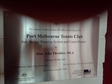 Photograph - Plaque PMTC Court Opening, 29 May 2007