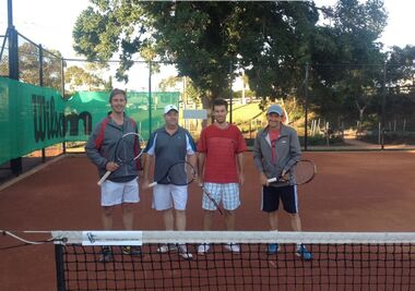 Photograph - PMTC Four Men Posing with Tennis Racquets, 2000s