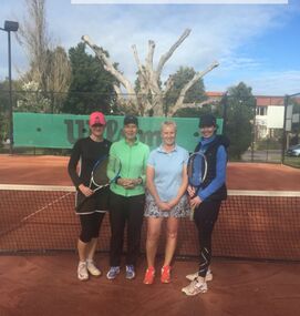 Photograph - PMTC Four Women Posing with Tennis Racquets, 2000s