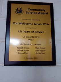 Photograph - Plaque PMTC Community Service Award 2006