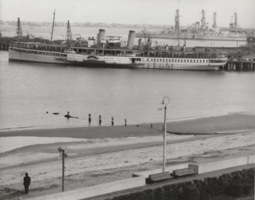 Photograph - Weeroona & USS Battleships USS Pennsylvania & Nevada Port Melbourne Foreshore view, 1925
