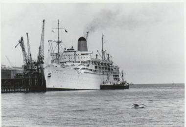 Photograph - Immigrant and passenger ships at Station Pier and Princes Pier, Port Melbourne. Arcadia, Ron Laing, 1960s