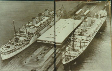 Photograph - Immigrant and passenger ships at Station Pier and Princes Pier, Port Melbourne 1930's, Ron Laing, 1930's