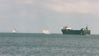 Photograph - Shipping using Webb Dock, Williamstown and various River Yarra berths. Enterprize, River Mersey & Alma Doepel, Ron Laing, 1986 - 1999