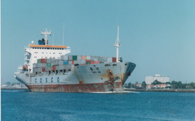 Photograph - Shipping using Webb Dock, Williamstown and various River Yarra berths. Cosco Line Qui He, Ron Laing, 1986 - 1999
