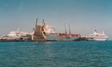 Photograph - Various cruise ships at Station Pier, Port Melbourne. Royal Viking Sea & Katowice11, Ron Laing, 1986 - 1999