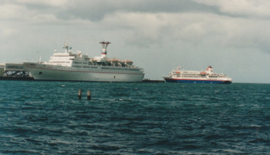 Photograph - Various cruise ships at Station Pier, Port Melbourne. Frontier Spirit  & Maxim Gorky, Ron Laing, 1986 - 1999