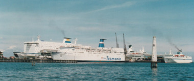 Photograph - Various cruise ships at Station Pier, Port Melbourne. Russ, Island Princess, Spirit of Tasmania & Abel Tasman, Ron Laing, 1986 - 1999