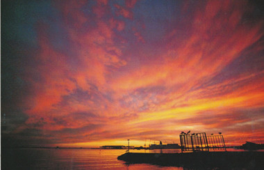 Postcard - Port Melbourne series- Sunset over Station Pier Port Melbourne, Alison Kelly, 1991