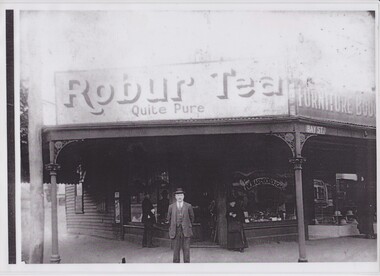 Photograph - Walter Charles Marlborough outside his shop at 221 Bay Street Port Melbourne, c 1920
