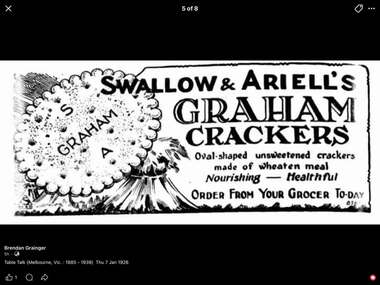 Photograph - Swallow and Ariell's advertisement for "Graham Crackers", 7 Jan 1926