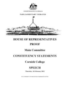 Speech, House of Representatives, 16/02/2012
