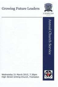 Order of Service, Cornish College, Annual Church Service, 20/3/2012