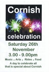 Programme, Cornish Campus Parents Association, Cornish Celebration, 20/11/2011