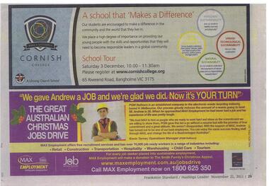 Advertisement, A school that 'Makes a Difference', Nov 2011