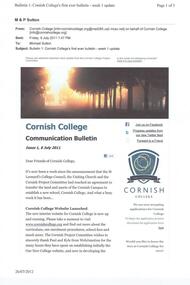 emails, cornishcollege.org, Cornish College Communication Bulletins, from July 8 to 24 December 2011