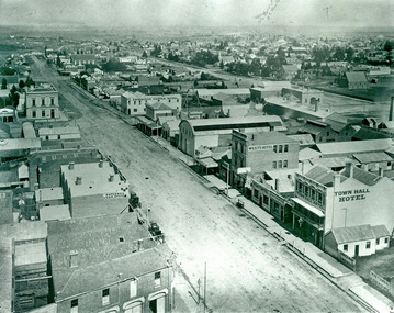 Town Hall Tower Armstrong St Sth looking south 1870s