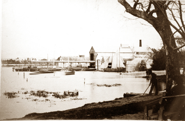 Lake Wendouree showing Boat Houses Power House corner