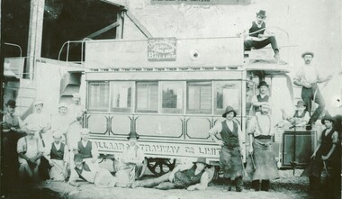 One of the first horse drawn trams being prepared for service