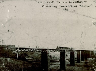 First train to Ballarat crossing Moorabool viaduct