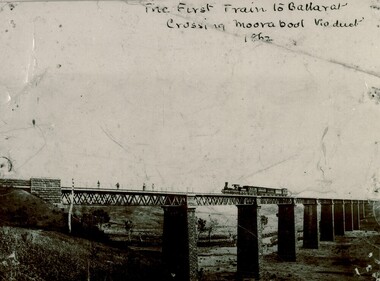 First train to Ballarat crossing Moorabool viaduct
