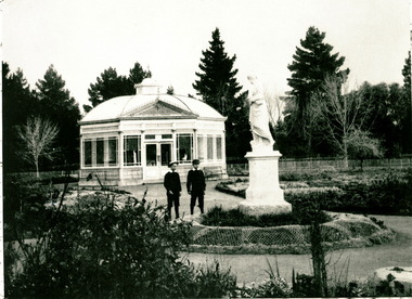Boys in front of the Statuary Pavilion, Ballarat Botanical Gardens