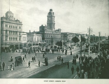 Sturt St looking west, featuring National Mutual Building, Ballarat Town Hall