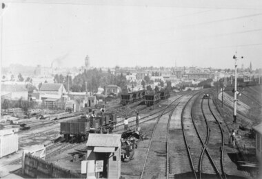 Railway Line & Trucks from Humffray St Bridge