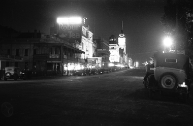 Looking up Sturt St 2nd Block night 1938
