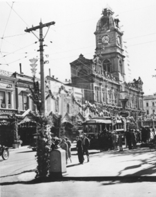 Town Hall decorated for Ballarat Centenary, 1938