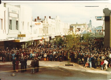 Opening of Bridge Mall looking west, Max Harris