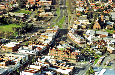 Aerial view of Bridge Mall & Bakery Hill, Max Harris