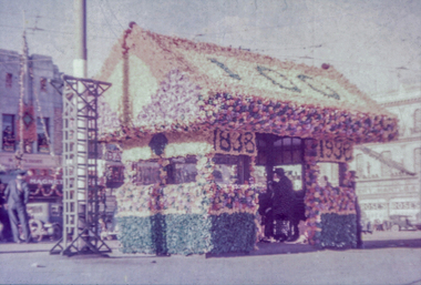Slide - Photograph by Herb Richmond, AVHR002 1938 Victoria Centenary Ballarat Tram Stop
