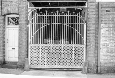 Film (item) - Photograph by Herb Richmond. ca 1971, Cast Iron Gate, late Whites Foundry, Dana St, Ballarat