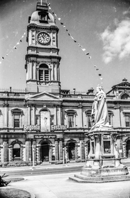 Film - Photograph by Herb Richmond. ca 1971, Ballarat Town Hall & Queen Victoria statue