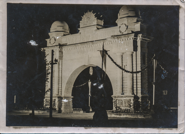 Print - Photograph by Herb Richmond, Arch of Honour, Sturt St, Ballarat, at night