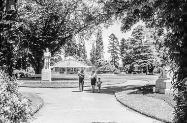 Film - Photograph by Herb Richmond. ca 1971, Botanical Gardens - view W from entrance - Wallace Statue